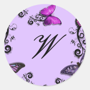 Aangepaste Paarse vlinders Ronde Sticker