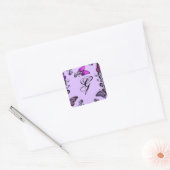 Aangepaste Paarse vlinders Vierkante Sticker (Envelop)