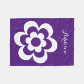 Aangepaste Paarse vlootsdoeken met witte aanjager Fleece Deken (Voorkant (Horizontaal))