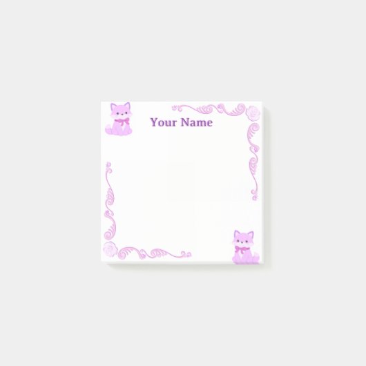 Aangepaste paarse vos filigraan Post-it Notities Post-it® Notes (Voorkant)
