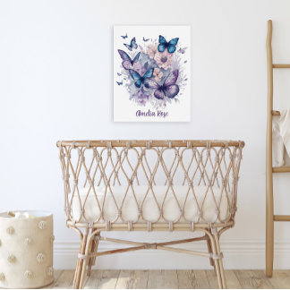 Aangepaste Paarse Waterverf Butterflies Girl Nurse Poster