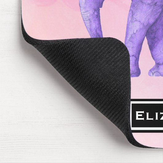 Aangepaste Paarse Waterverf Elephant Muismat (Hoek)