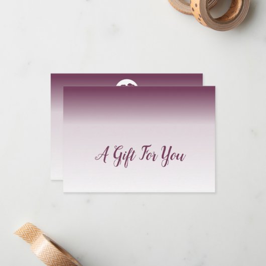 💝Aangepaste Paarse & Witte Cadeaubon Opmerking Ka Notitiekaartje (Voorkant / Achterkant in situ)