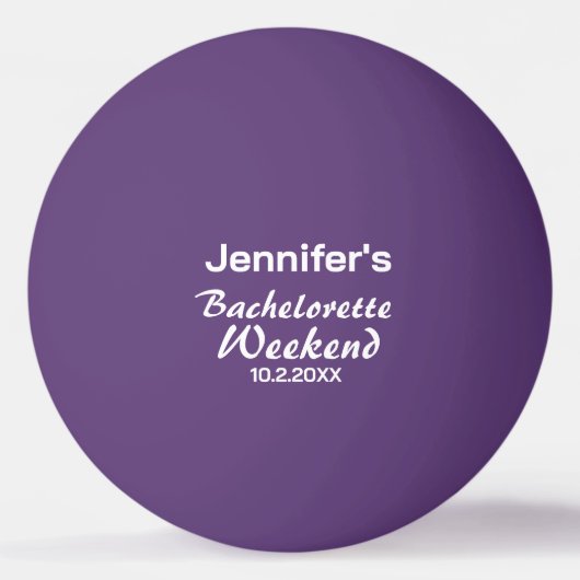 Aangepaste paarse witte vrijgezellenfeest weekendf pingpongbal (Voorkant)