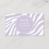 Aangepaste Paarse Witte Zebra Patroon Professionee Visitekaartje (Voorkant)