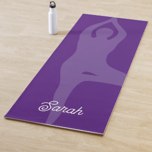 Aangepaste paarse yogamat met boompose silhouet