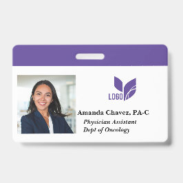Aangepaste paarse zakelijke foto naam van werkneme badge