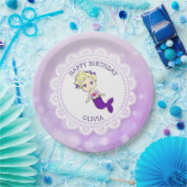 Aangepaste Paarse zeemeerminnende Borden Papieren Bordje (Feest)