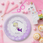 Aangepaste Paarse zeemeerminnende Borden Papieren Bordje (Feest)