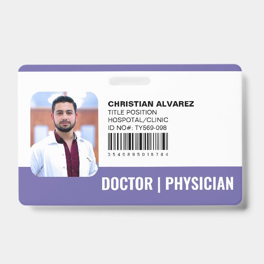 Aangepaste Paarse Ziekenhuis Arts Dokter Badge (Voorzijde)