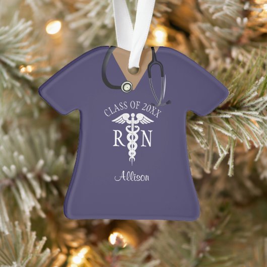Aangepaste Paarse zuster Scrub Top Custom Ornament (Boom)