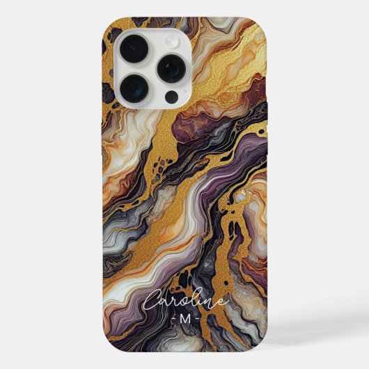 Aangepaste Paarse Zwart Grijs Wit Goud Marmeren Pa iPhone Hoesje (Achterkant)