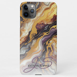 Aangepaste Paarse Zwart Grijs Wit Goud Marmeren Pa iPhone 11Pro Max Hoesje