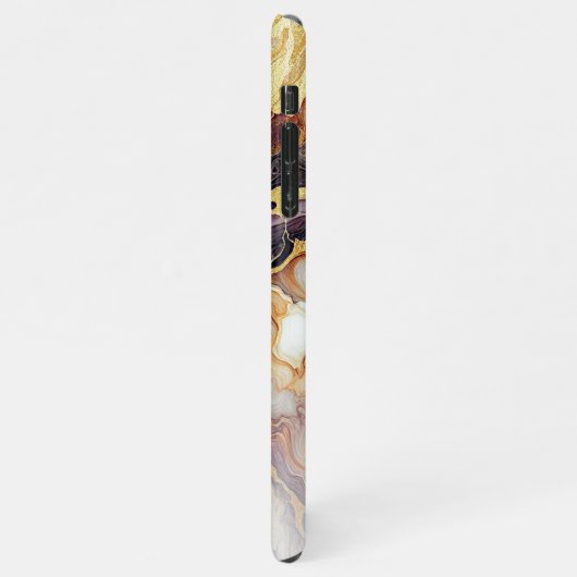 Aangepaste Paarse Zwart Grijs Wit Goud Marmeren Pa iPhone Hoesje (Linkerkant)