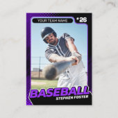 Aangepaste Paarse & Zwarte Pro Baseball Trading Ka Contactkaartje (Voorkant)