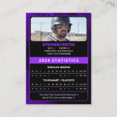 Aangepaste Paarse & Zwarte Pro Baseball Trading Ka Contactkaartje (Achterkant)