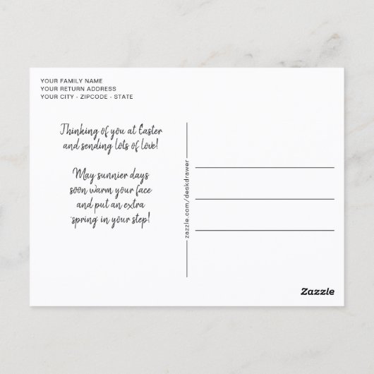 Aangepaste paascent met gekleurde eieren briefkaart (Achterkant)