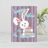 Aangepaste paascent met gekleurde eieren feestdagenkaart (Staand voorkant)