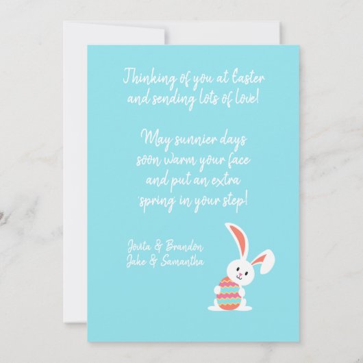 Aangepaste paascent met gekleurde eieren feestdagenkaart (Achterkant)