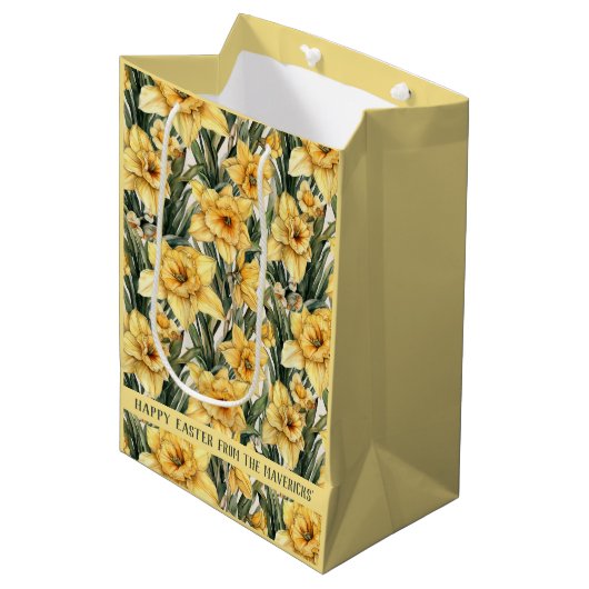 Aangepaste paasFloral Waterverf Daffodil Ge Medium Cadeauzakje (Voorkant Gekanteld)