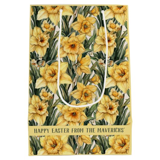 Aangepaste paasFloral Waterverf Daffodil Ge Medium Cadeauzakje (Achterkant)