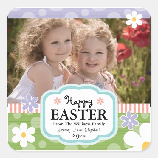Aangepaste Paasfotolabels Labels Daisy Polkadots (Voorkant)