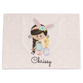 Aangepaste paastas Bunny Ears Girl Asian Large Cadeautasje (Voorkant)