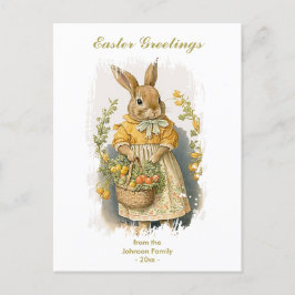 Aangepaste paasvergrotingen Vintage Bunny Feestdagenkaart