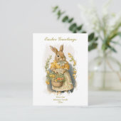 Aangepaste paasvergrotingen Vintage Bunny Feestdagenkaart (Staand voorkant)