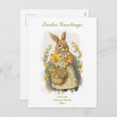 Aangepaste paasvergrotingen Vintage Bunny Feestdagenkaart (Voorkant / Achterkant)