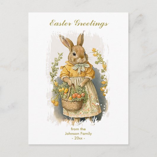 Aangepaste paasvergrotingen Vintage Bunny Feestdagenkaart (Voorkant)