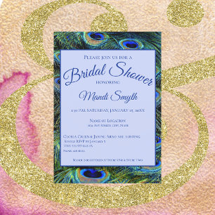 Aangepaste pacock feathers Bridal Shower Invitatio Kaart