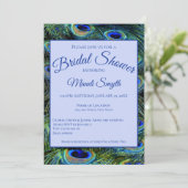 Aangepaste pacock feathers Bridal Shower Invitatio Kaart (Staand voorkant)