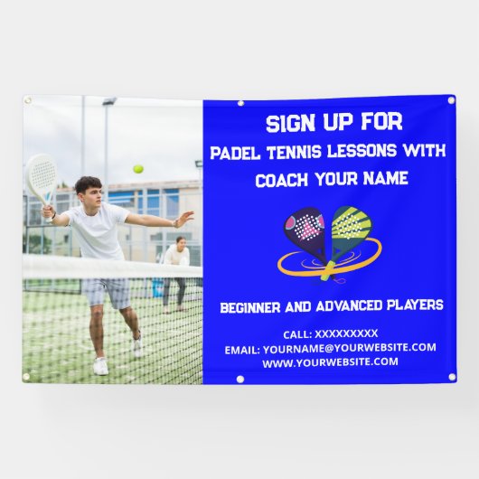 Aangepaste Padel Tennis Coaching Klasse Lessen Bla Spandoek (Horizontaal)