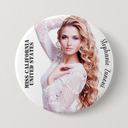 Aangepaste Pageant Button Pin - Kies uw maat (Voorkant)