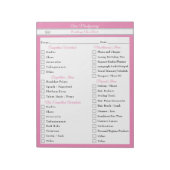 Aangepaste Pageant Packing Checklist voor Pageants Notitieblok (Linkerzijde)