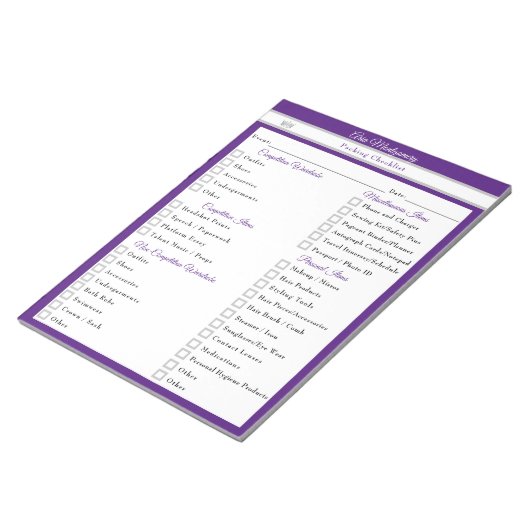 Aangepaste Pageant Packing Checklist voor Pageants Notitieblok (Schuin)