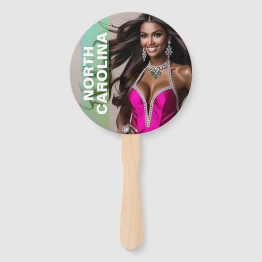 Aangepaste Pageant Paddle Fans - Crown Design Handwaaier (Voorkant)