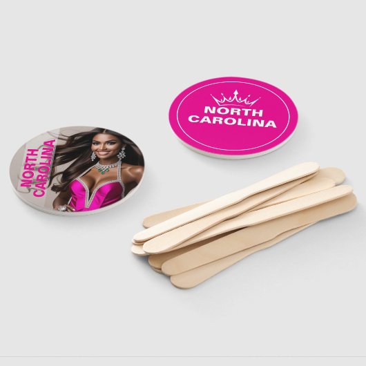 Aangepaste Pageant Paddle Fans - Crown Design Handwaaier (Niet-gemonteerd)