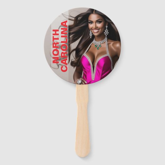 Aangepaste Pageant Paddle Fans - Crown Design Handwaaier (Voorkant)