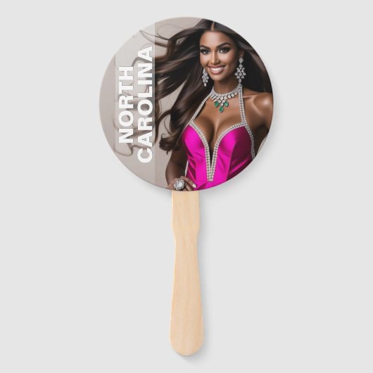 Aangepaste Pageant Paddle Fans - Crown Design Handwaaier (Voorkant)