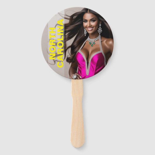 Aangepaste Pageant Paddle Fans - Crown Design Handwaaier (Voorkant)