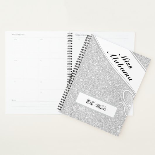 Aangepaste Pageant Planner Agenda Zilver Glitter (Display)