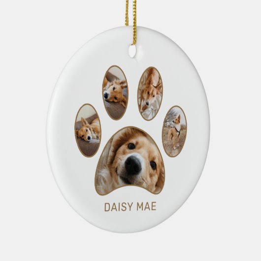 Aangepaste pagina Afdrukpagina Naam jaar Foto Coll Keramisch Ornament (Rechts)