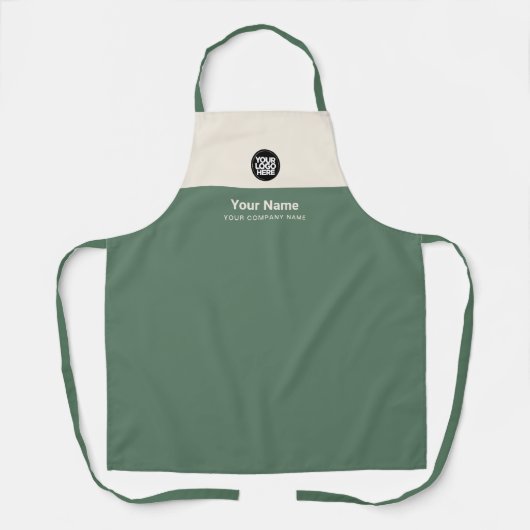 Aangepaste pagina Groene Ivory Employee Name Logo Schort (Voorkant)