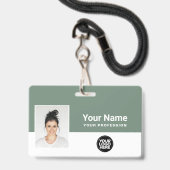 Aangepaste pagina Groene Logo voor werknemer Naam Badge (Voorzijde met lanyard)