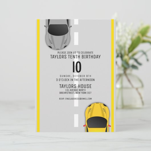 Aangepaste pagina met wielrennenAutosport Birthday Kaart (Staand voorkant)