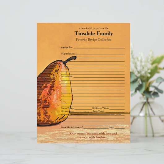 Aangepaste pagina Pear Engraving Recipe (Staand voorkant)