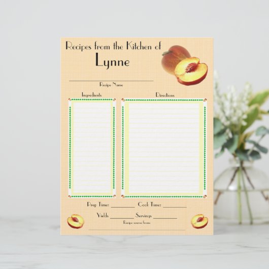 Aangepaste pagina voor het recept van het peach-on (Staand voorkant)