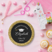 Aangepaste pagina voor zwarte en Gold Glitter Grad Papieren Bordje (Feest)